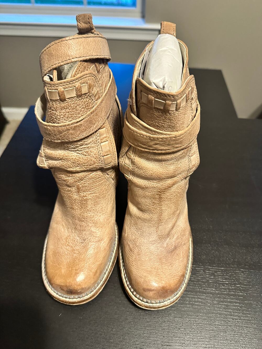 FREE PEOPLE HEIRLOOM TAUPE HEELED BOOTS 37